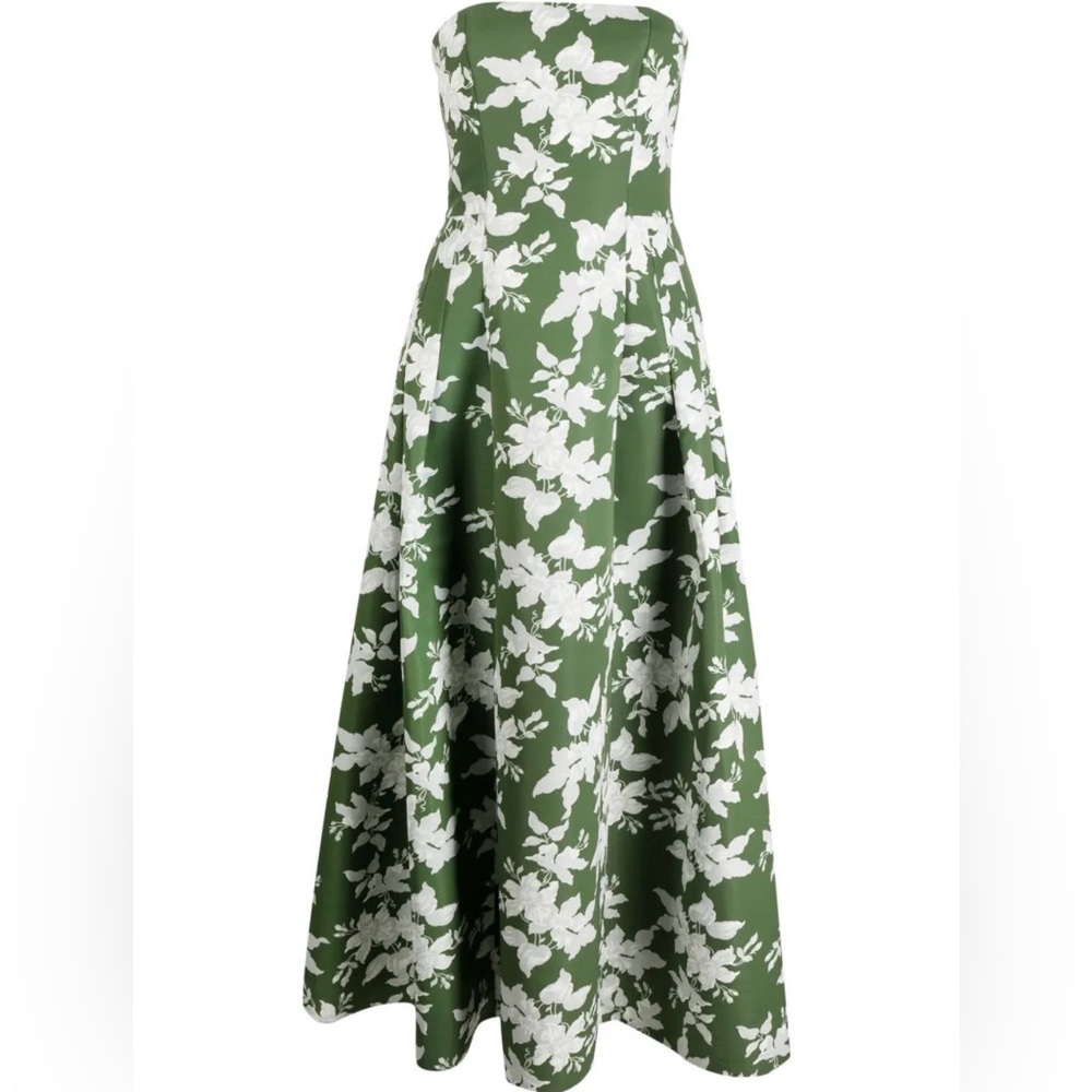 Sachin + Babi Green and White Strapless Floral Dress